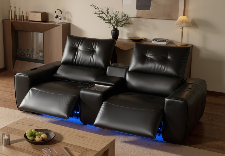 Loveseat power reclining sofa with a center console for convenient storage and essentials