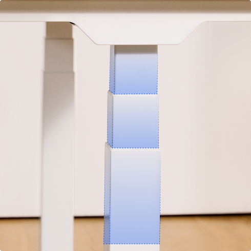 Two‑stage pyramid table leg close‑up for electric manicure desk