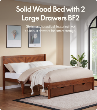 Wooden Bed Frame with 2 Storage Drawers (BF2)