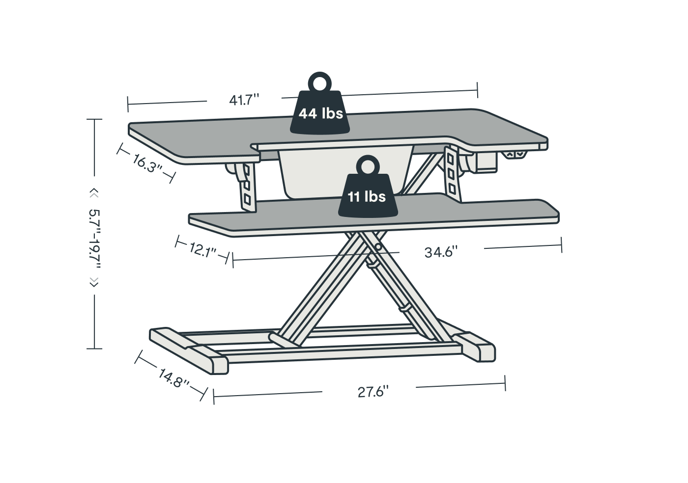 Motorized AlcoveRiser Standing Desk Converters EM7MB - 36