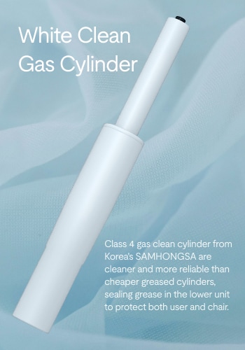 A white gas cylinder with a sleek design, highlighting its clean and reliable features for user safety.