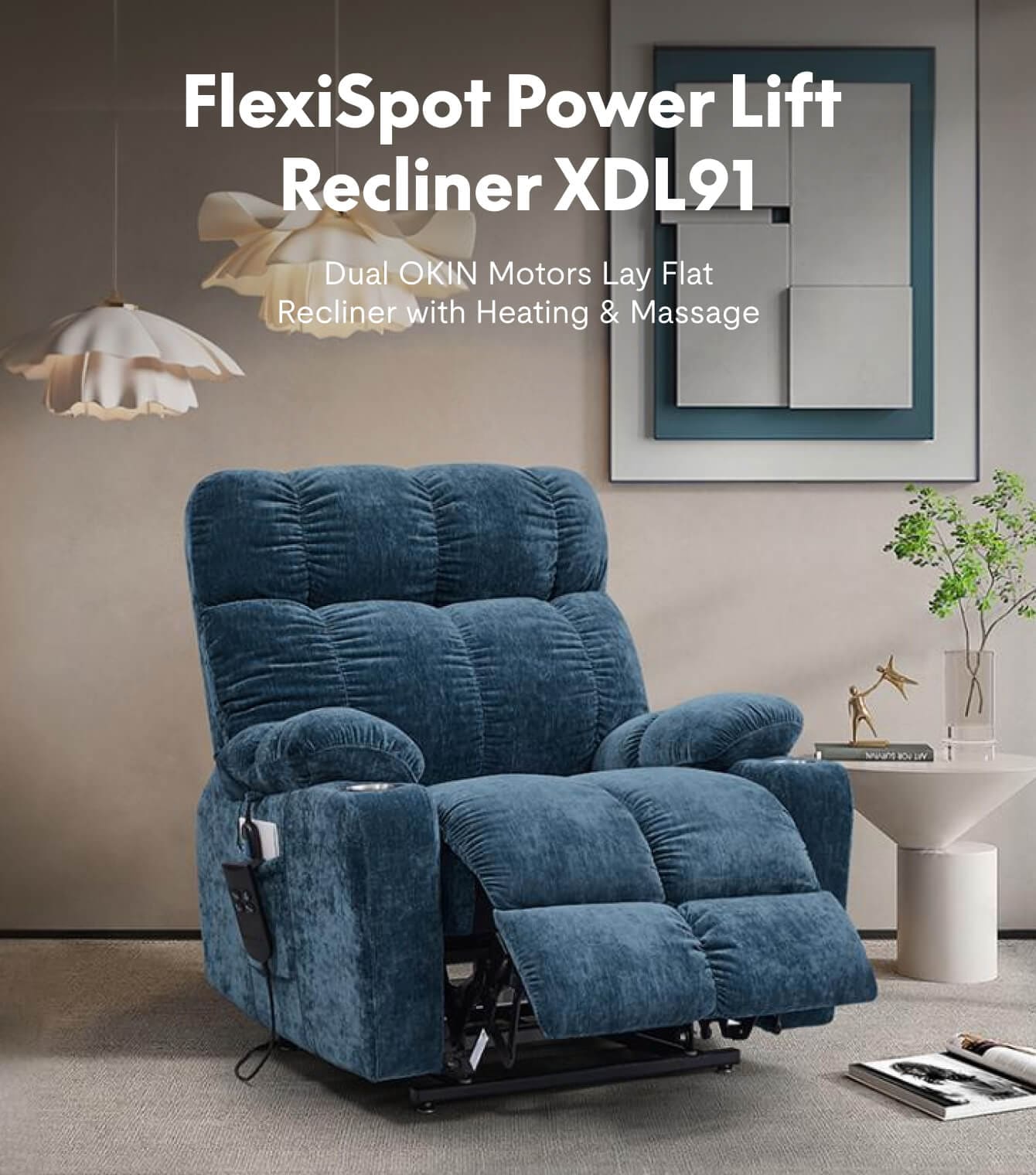 XDL91 Power Lift Recliner Chair With Heat And Massage And Cup