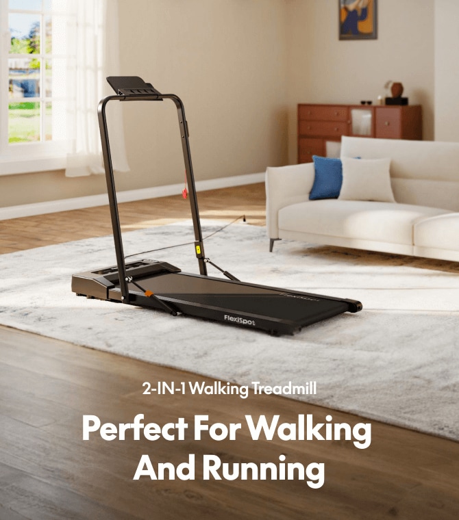FlexiSpot 2-in-1 Walking Treadmill – 6 Modes, 264 lbs Capacity